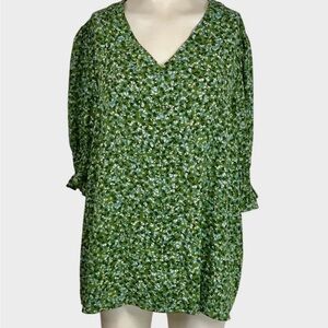 Elegant Green Floral Blouse